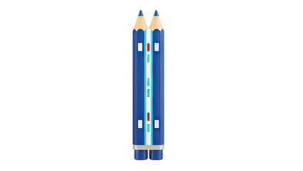 Double-ended blue pencil with white and red accents