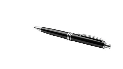 Elegant Black Ballpoint Pen with Silver Accents
