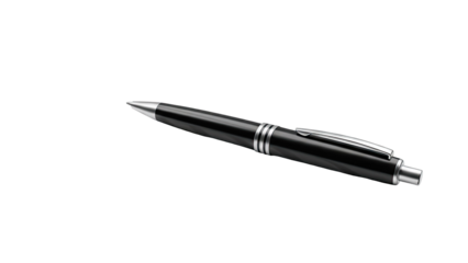 Elegant Black Ballpoint Pen with Silver Accents