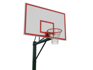 Basketball hoop with red and white backboard isolated on a transparent background