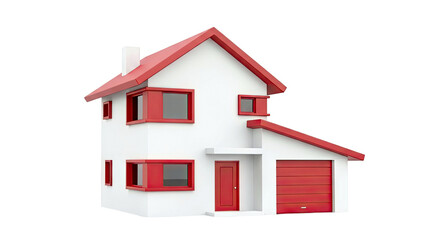 Modern House with Red Accents and Garage