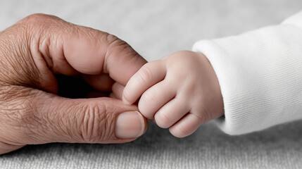 Close-Up of Young and Old Hands Reaching to Touch in Hospital Bassinet