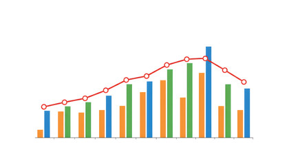 Flash Graph with Fluctuating Data Trends isolated on a transparent background