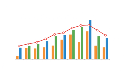 Flash Graph with Fluctuating Data Trends isolated on a transparent background