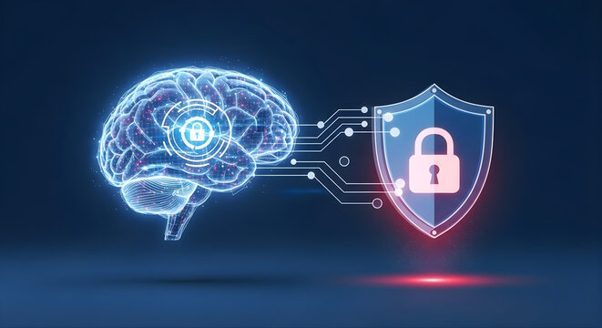 Artificial Intelligence Cybersecurity and Data Protection Concept