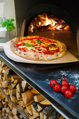 Pizza margherita in Italy just out of oven