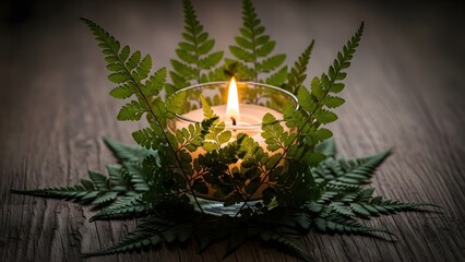 Saint brigid's day candle and ferns decoration celebrating irish tradition and heritage on february 1st with symbolism and warmth