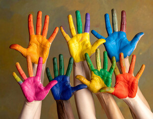 Viele H&auml;nde farbig angemalt