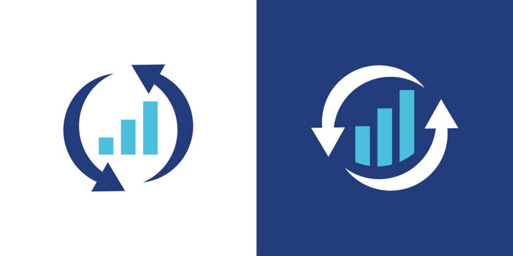 Dual meaning logo combining finance bars and an arrow, symbolizing growth, progress, performance, and upward financial direction in a modern identity.