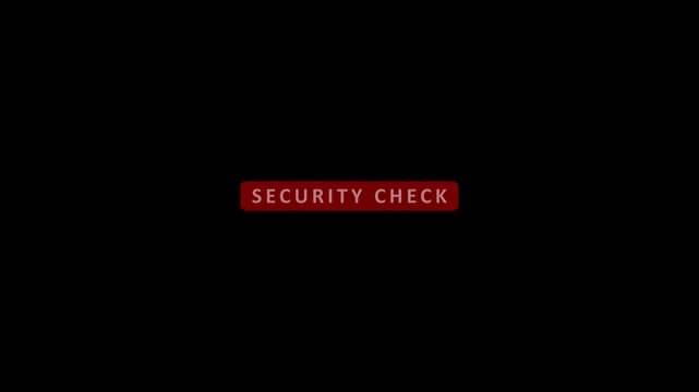 A black canvas is punctuated by a central rectangular red button displaying the white sans-serif text SECURITYCHECK, signifying a verification or safety procedure