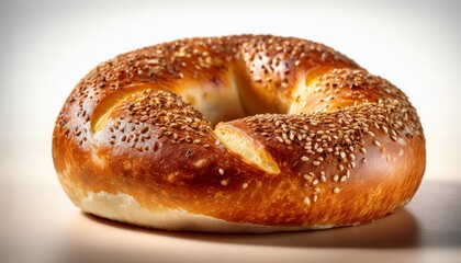 A Detailed Close Up Of A Sourdough Bagel