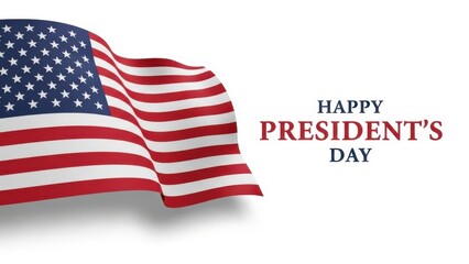 Obraz premium American flag waving on presidents day with happy presidents day text