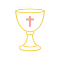 Fototapeta premium Holy Communion Chalice with Cross – Minimal Christian Line Illustration