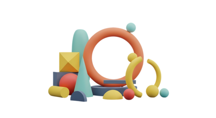 Vibrant 3d geometric shapes composition