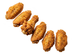 Crispy fried chicken wings isolated on transparent background