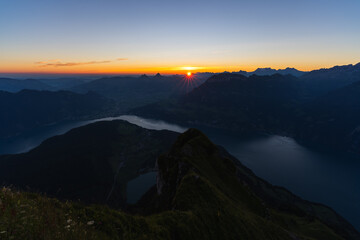 Dramatic Sunrise over Lake Lucerne from Niederbauen Kulm