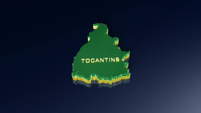 Tocantins State 3D Map of Brazil in Animation with Brazil's state color