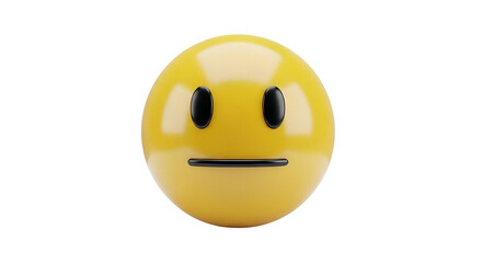 Fototapeta premium Neutral yellow emoji with straight face expression