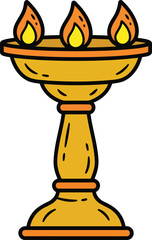 Traditional Diya Stand with Oil Lamps Vector Illustration for Indian Festival