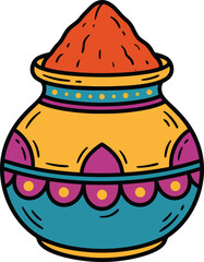 Holi Color Powder Pot Vector Illustration for Indian Festival of Colors