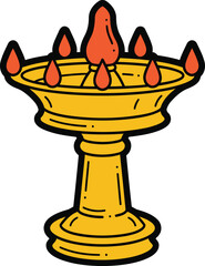 Traditional Diya Oil Lamp Vector Illustration for Indian Festival Celebration.