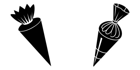 Collection of  pastry bag silhouette icon set. cooking vector icons illustration