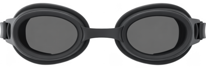 Black goggles with dark lenses isolated on a transparent background