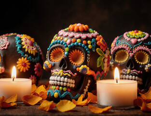 Painted human skull for mexico's day of the dead.