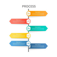 Modern business process infographic template with five colorful steps, showing a clear linear workflow or timeline for presentation and project management