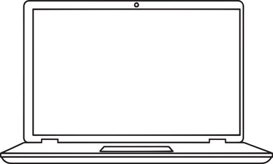 A line drawing of a laptop computer with a blank screen