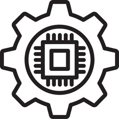 Microchip on a gear icon representing technology and engineering