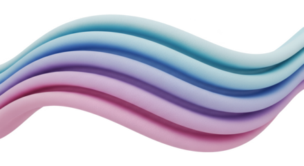 Abstract 3D Wavy Fluid Gradient Shapes with Grainy Texture; Minimalist Flowing Pastel Pink and Teal Ribbons; Biomorphic Sinusoidal Wave Background for Modern Graphic Design and Digital Art