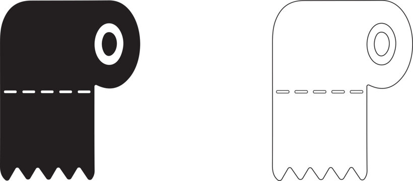 Toilet paper roll with tear-off sheets. Personal hygiene vector icon.