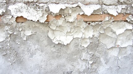 Water stained peeling plaster revealing an intricate aged textured wall surface