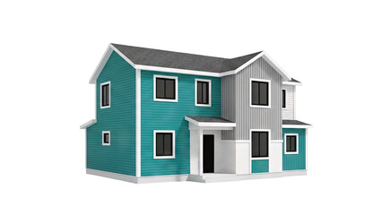 Modern Two-Story House with Teal and Gray Siding