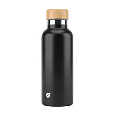 Black Reusable Water Bottle with Wood Cap