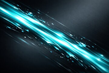 Futuristic Blue Plasma Energy Slash With Particle Sparks Sci-Fi Abstract Light Beam On Dark Background

