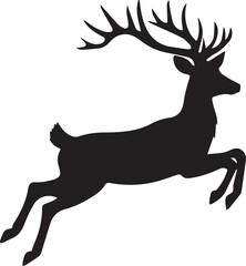 Obraz premium Deer silhouette jumping with antlers wildlife symbol isolated on white background