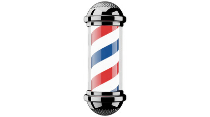 Barbershop pole with red white and blue stripes barber pole isolated on a transparent background