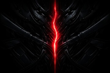 Dark Futuristic Energy Crack With Glowing Red Light Sci-Fi Abstract Power Rift With Red Neon Core