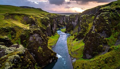 Breathtaking Fjadrargljufur Canyon in Iceland - A Natural Wonder.