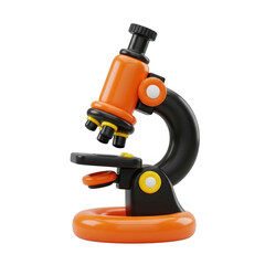 Vibrant Orange Microscope on Transparent Background for Science Education