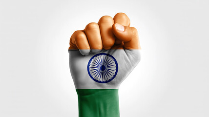 Indian Tricolor Alive in Saffron, White, and Green: A Raised Fist Standing as a Timeless Symbol of Patriotism and Resistance