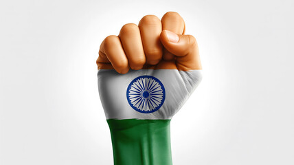 Indian Tricolor Alive in Saffron, White, and Green: A Raised Fist Standing as a Timeless Symbol of Patriotism and Resistance