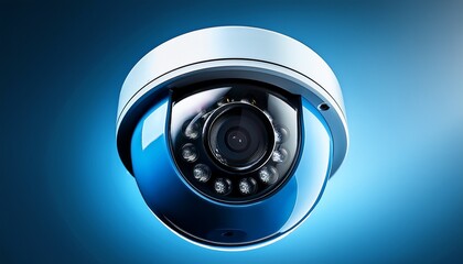 modern security camera with clear blue casing and advanced lens technology captures every detail for ultimate surveillance and protection