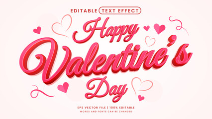 Happy valentine's day pink heart 3d editable text effect