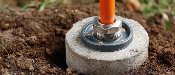 High-resolution outdoor setup of septic tank and pipes for greywater drainage in backyard construction work