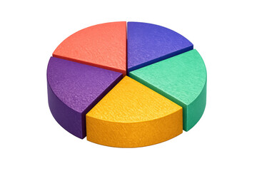 Analyzing market share and financial data with a colorful 3d pie chart graphic showing different segments, transparent background