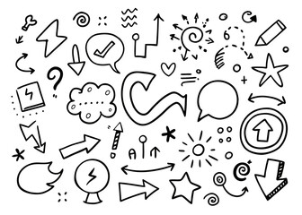 Illustrative collection of arrows, symbols, and icons Vector