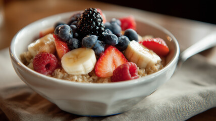 Oatmeal with berries and banana
